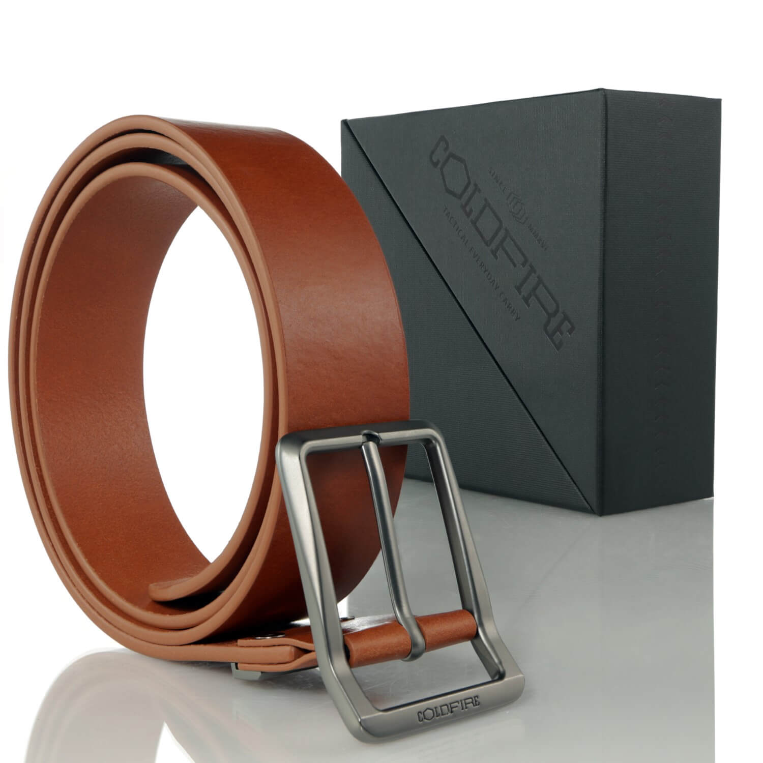 COOLERFIRE Mens Genuine Italian Leather Belt - Dark Brown