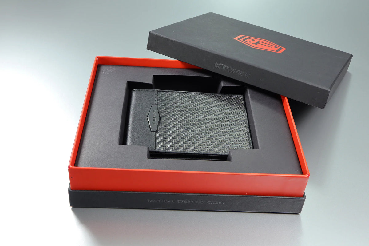 COLDFIRE carbon fiber wallet in presentation box