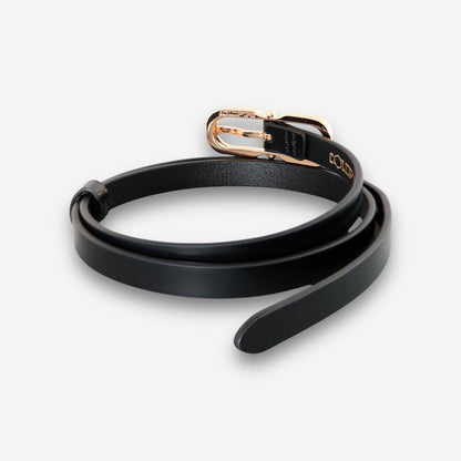 Solstice Gold - Black Semi Patent-women's belt-COLDFIRE