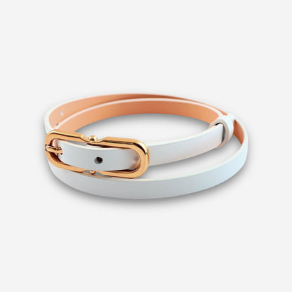 Solstice Gold - White Semi Patent-women's belt-COLDFIRE