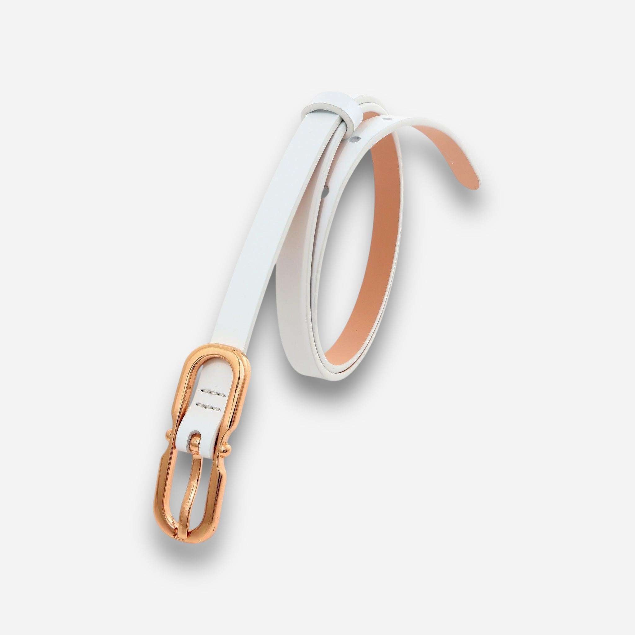 Solstice Gold - White Semi Patent-women's belt-COLDFIRE